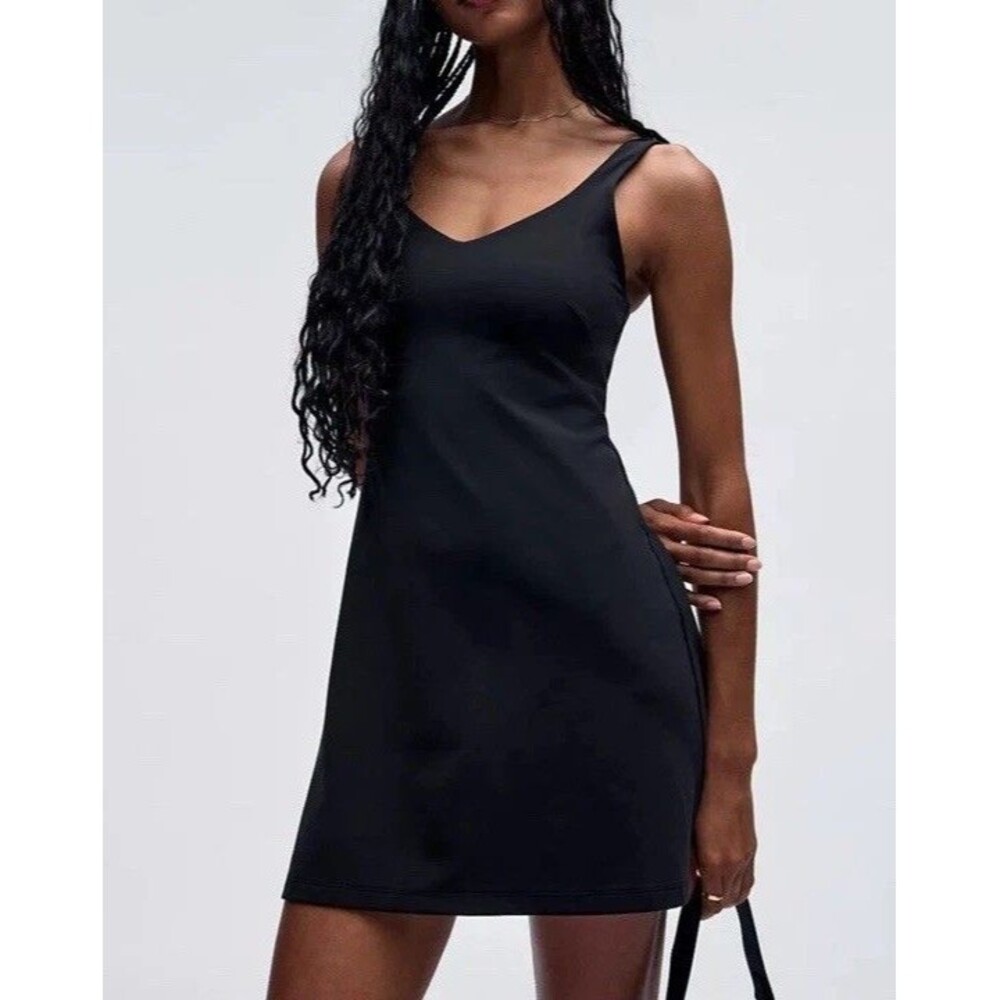 lululemon athletica Black Slim V-Neck Midi Dress
